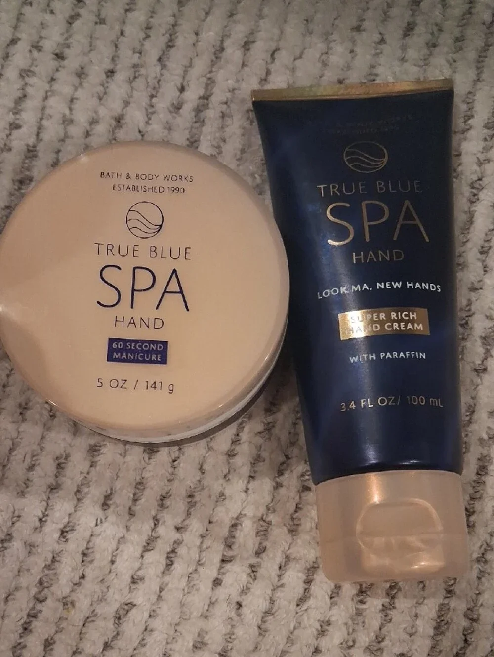 Bath & Body Works True Blue Spa Hand Cream 60 Second manicure Mask